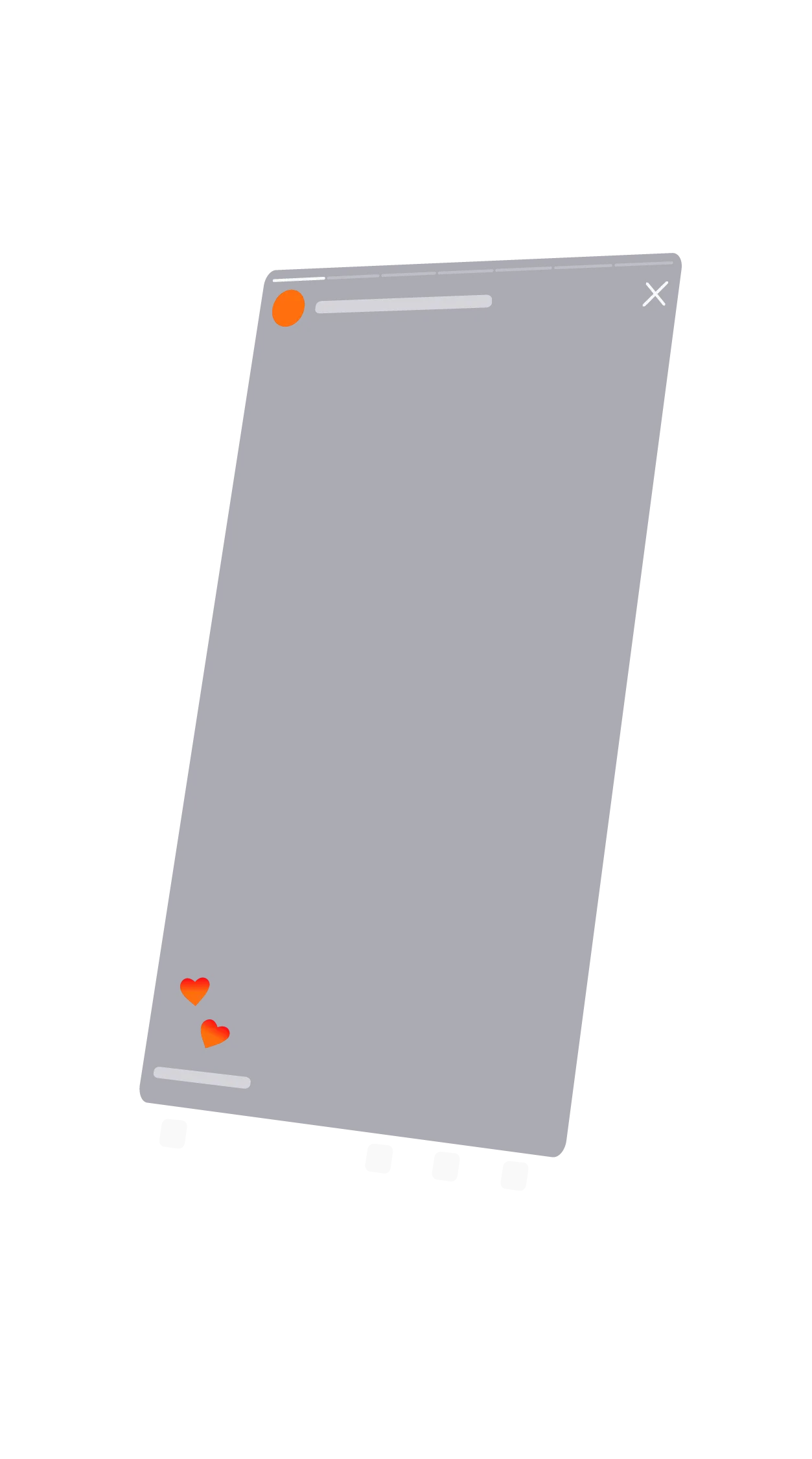 Grafische Illustration der Story-Oberfläche einer Social-Media-App als Bildschirmoberfläche eines Smartphones.