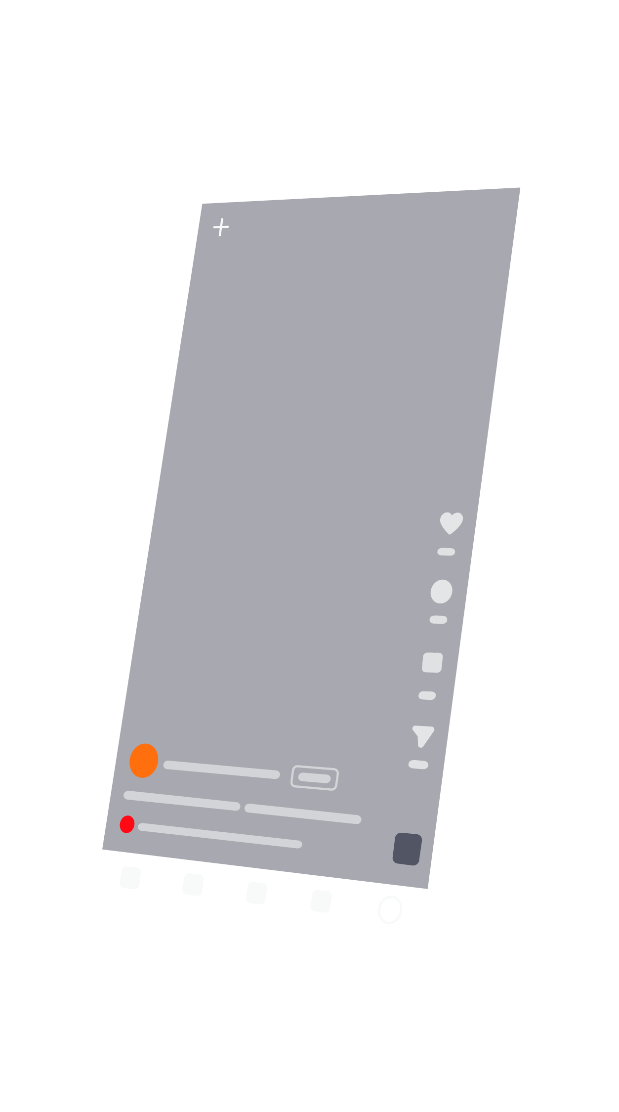 Grafische Illustration der Beitrags-Oberfläche einer Social-Media-App als Bildschirmoberfläche eines Smartphones.