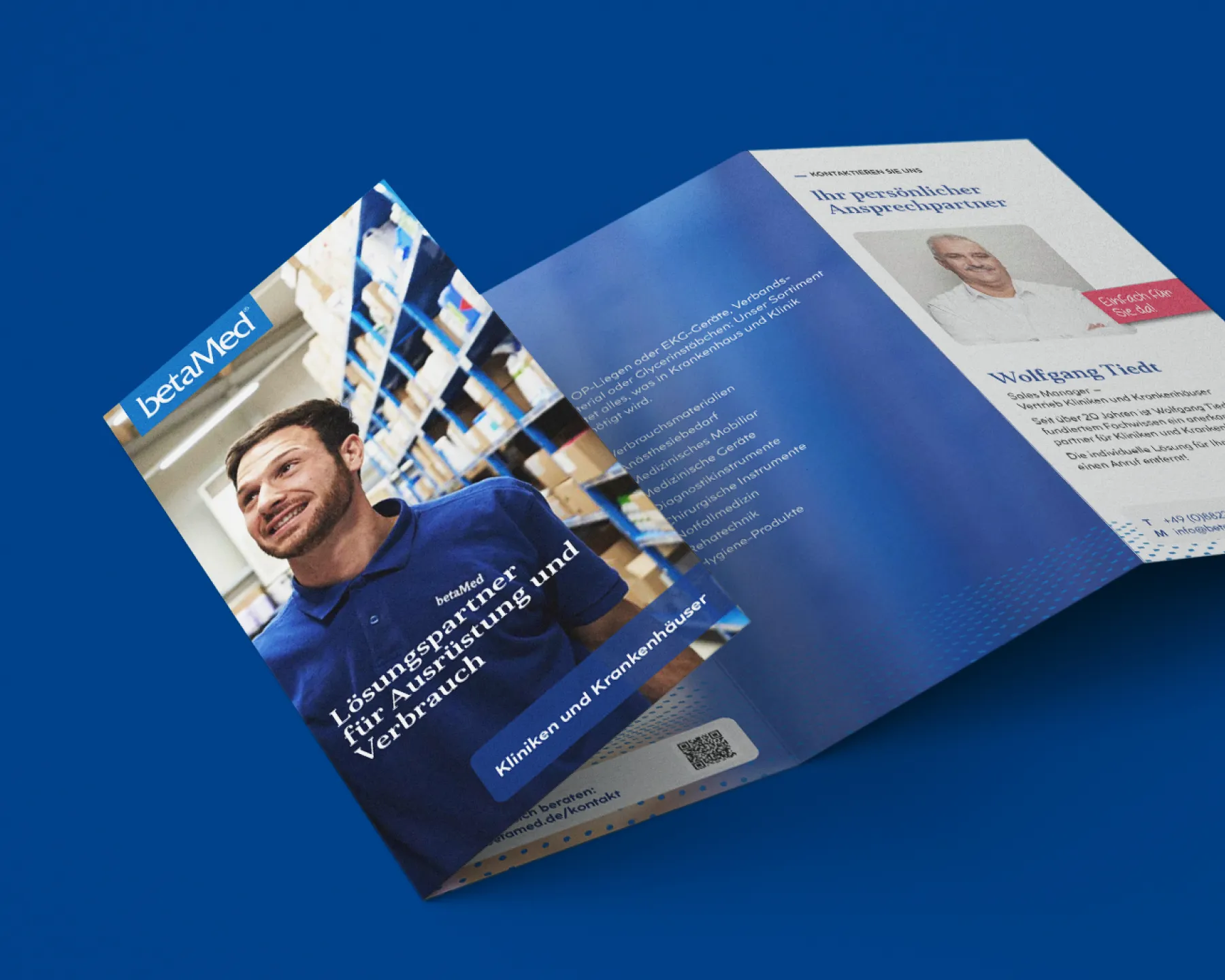 BetaMed Flyer mit dem Titel Lösungspartner für Ausrüstung und Verbrauch für die B2B Kommunikation mit Kliniken und Krankenhäuser.
